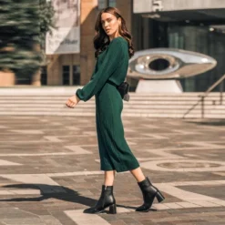 Women's Emerald Ribbed Midi Dress - Cupshe