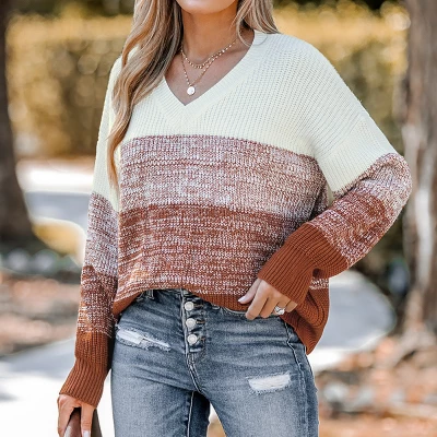 Women's Striped V Neck Drop Sleeve Sweater - Cupshe 7 Women's Striped V Neck Drop Sleeve Sweater - Cupshe - Image 7