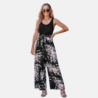 Women's Belted Floral Wide Leg Jumpsuit - Cupshe 4 Women's Belted Floral Wide Leg Jumpsuit - Cupshe - Image 4