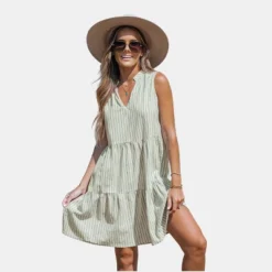 Women's Striped V-Neck Mini Dress - Cupshe -BLAZER GUEST ee77d421 0462 48c1 ac3d 81ff480f2ac1