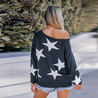 Women's Star Print One-Shoulder Sweater - Cupshe 4 Women's Star Print One-Shoulder Sweater - Cupshe - Image 4