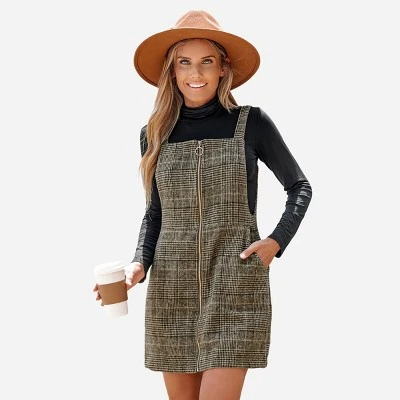 Women's Plaid O-Ring Zip Mini Pinafore Dress - Cupshe 6 Women's Plaid O-Ring Zip Mini Pinafore Dress - Cupshe - Image 6