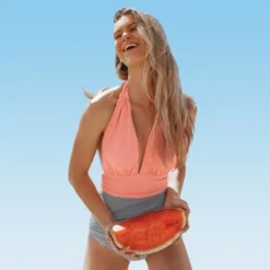 Women's Plunge Neck Halter One Piece Swimsuit - Cupshe -BLAZER GUEST ee8f45b8 2d87 43de a1b9 89d2ddbba701