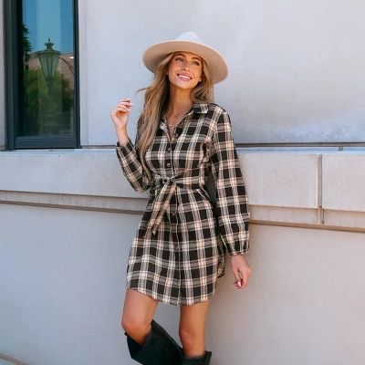 Women's Belted Plaid Mini Shirt Dress - Cupshe 7 Women's Belted Plaid Mini Shirt Dress - Cupshe - Image 7