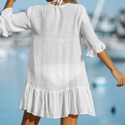 Women's Ruffled Swim Cover Up Dress -Cupshe 2 Women's Ruffled Swim Cover Up Dress -Cupshe - Image 2
