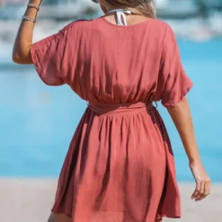 Women's V-neck Belted Short Sleeve Mini Wrap Dress - Cupshe -BLAZER GUEST efc2d71d c99d 4f18 8705 73dc562cdcf8