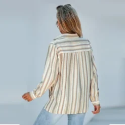 Women's Striped Surplice Neck Long Sleeve Shirt - Cupshe -BLAZER GUEST f0da9f37 7ae6 4ce8 92bb 4a4d23dcdf05
