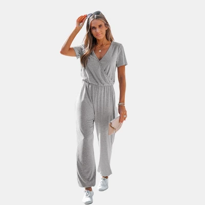 Women's Short Sleeve Wrap Loose Long Romper Jumpsuit - Cupshe 5 Women's Short Sleeve Wrap Loose Long Romper Jumpsuit - Cupshe - Image 5