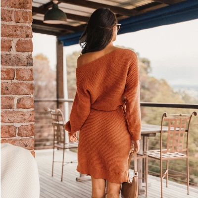 Women's One Shoulder Drawstring Mini Sweater Dress - Cupshe 3 Women's One Shoulder Drawstring Mini Sweater Dress - Cupshe - Image 3