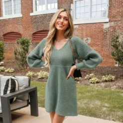 Women's Honeycomb Knit V-Neck Mini Sweater Dress - Cupshe 8 Women's Honeycomb Knit V-Neck Mini Sweater Dress - Cupshe -BLAZER GUEST f4722d74 b047 4367 90a5 f429dc0e7c1c