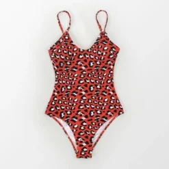 Women's Red Leopard Print One Piece Swimsuit Cutout Back Swimwear Bathing Suit-Cupshe- Red -BLAZER GUEST f47cd205 a519 432d be76 66fb74096c7a
