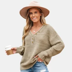 Women's Chunky Knit Buttoned Drop Sleeve Sweater - Cupshe -BLAZER GUEST f4928280 96b4 44ea 9d77 a32c5305ba67
