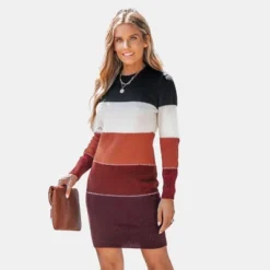 Women's Colorblock Bodycon Mini Sweater Dress - Cupshe -BLAZER GUEST f674e104 8caa 4f86 a293 dd088f99f020