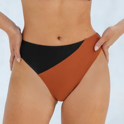 Women's Colorblock High Leg Cut High Waist Bikini Bottom - Cupshe 5 Women's Colorblock High Leg Cut High Waist Bikini Bottom - Cupshe - Image 5