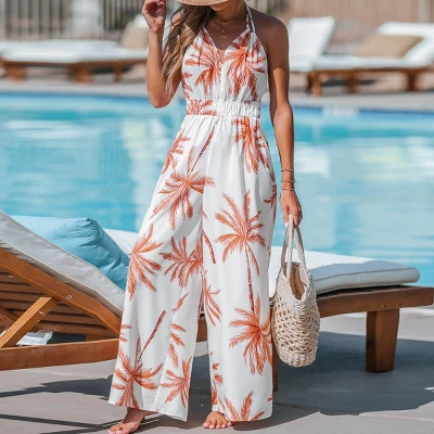Women's Palm Tree V-Neck Jumpsuit - Cupshe 6 Women's Palm Tree V-Neck Jumpsuit - Cupshe - Image 6