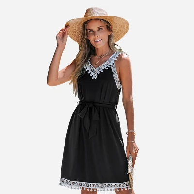 Women's Belted Pom Pom Mini Dress - Cupshe 6 Women's Belted Pom Pom Mini Dress - Cupshe - Image 6