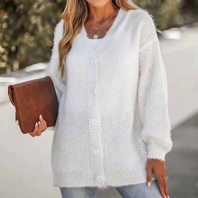 Women's Brushed Honeycomb Knit Cardigan - Cupshe 6 Women's Brushed Honeycomb Knit Cardigan - Cupshe - Image 6