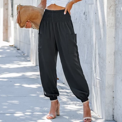 Women's Smocked High Waist Ruched Joggers - Cupshe 2 Women's Smocked High Waist Ruched Joggers - Cupshe - Image 2