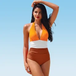 Women's Colorblock Halter Backless Ruched One Piece Swimsuit - Cupshe 13 Women's Colorblock Halter Backless Ruched One Piece Swimsuit - Cupshe -BLAZER GUEST fbfe5737 1b15 451e 9cd1 9d01d3d3a39b