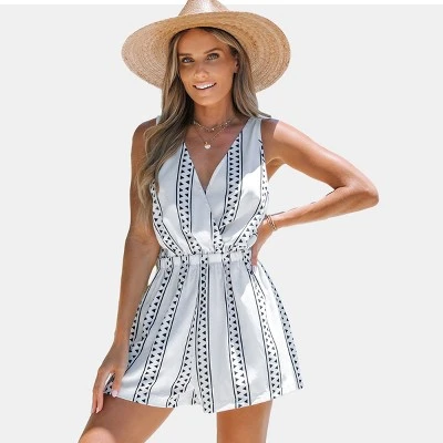 Women's Geo Print Wide Strap Romper - Cupshe 7 Women's Geo Print Wide Strap Romper - Cupshe - Image 7