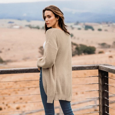 Women's Sand Purl Knit Open-Front Cardigan - Cupshe 3 Women's Sand Purl Knit Open-Front Cardigan - Cupshe - Image 3