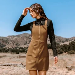 Women's Faux Suede Pull-Ring Zipper Pinafore Mini Dress - Cupshe -BLAZER GUEST fdd6c97c 7cbd 4d06 bc5b 3d1257510e06