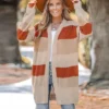 Women's Striped Textured Knit Open Front Cardigan - Cupshe