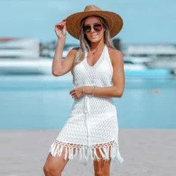 Women's Crochet Tassel Halter Cover-Up Dress - Cupshe -BLAZER GUEST fe108170 6bf9 49e6 affd e0b9aa3746e0